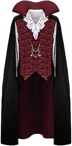 HLENOK Adult Men Devil Vampire Costume Shirt Cloak Outfit Deluxe Medieval Renaissance Scary Gothic Long Halloween Cosplay Cape (Large)