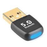 SHUBEIEUMI Bluetooth 5.4 Adapter for PC, Wireless Bluetooth Dongle Receiver, Supports Windows 11/10/8.1/8/7 for Laptop, Headphones, Keyboard, Mouse, Long Range, Plug and Play