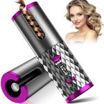 Automatic Curling Iron, Cordless Auto Hair Curler, 6 Temp & 11 Timer, Rechargeable Ceramic Barrel Curling Iron Wand, Detangle & Scald-Free, Travel Portable Spin Hair Iron, Auto Shut Off