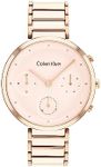 Calvin Klein Women's Minimalistic T-Bar 25200283 Qtz Multifunction Watch, Blush Dial, 36.5mm