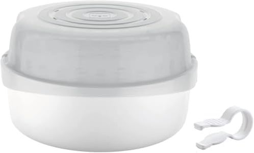 MAM Microwave Steriliser | Comes with 2X MAM Easy Start Anti-Colic Bottle and Soother | for Quick and Easy Steam Sterilisation | Sterilises 6X Bottles in 5 Minutes | Baby Accessories | Grey