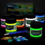 Roizefar Glow in the Dark Paint, 6 Colors 3D Permanent Acrylic Textile Fabric Paint (30 ml/1 oz), Neon Craft Painting Fabric Paint for Clothes, T-Shirt, Canvas, Ideal for Art Supplies and DIY Decoration