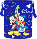 Kuber Industries Disney Print Round Laundry Bag/Bin|Water Proof Canvas Material & 3D Disney Print|Toy Storage & Cloth Organizer with Handles|Size 37 x 37 x 46 Cm,Capicity 45 L (Blue)- CTKTC045421