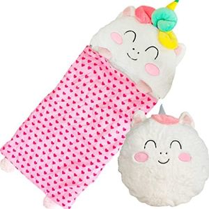 Nalexmi Happy Kids Sleeping Bag, Animal Bags, Sleepy Sack, Comfy, Cozy, Compact, Sleeping Bag with Pillow, Soft Pillow, Nap Mat, Wram Plush with Cotton, Slumber Bag 63''*24'' (Pink Unicorn)