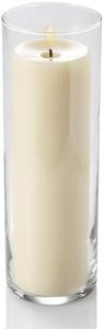12 Eastland Glass Cylinder Vases 10.5" and 12 Light Ivory Richland Pillar Candles 9"