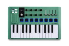 Arturia MiniLab 3, 25 Slim-Key USB-C Midi Controller with 5-Year Warranty, 8 Backlit LED Pads, 8 Knobs, 4 Faders, Midi Out, Built-in Arpeggiator, Chord mode and Software Bundle - Mint Edition