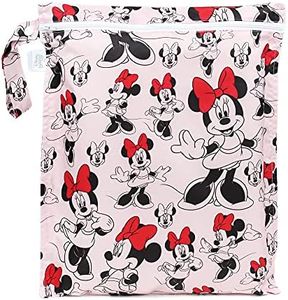 Bumkins Disney Waterproof Wet Bag for Baby, Travel, Swim Suit, Cloth Diapers, Pump Parts, Pool, Gym Clothes, Toiletry, Strap to Stroller, Daycare, Zipper Reusable Bag, Packing Pouch, Minnie Mouse