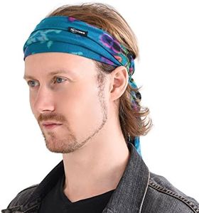 CHARM Tie Dye Hippie Headband - Mens Costume Head Scarf Rockstar Boho Bandana A