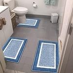 HEBE Microfiber Bathroom Rugs Sets 3 Piece Non Slip Bathroom Shower Rugs with U-Shaped Contour Toilet Mat Absorbent Bath Mats Rugs Machine Washable Bathroom Floor Mat Carpet