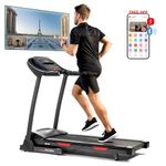 Sunny Health & Fitness Premium Folding Incline Treadmill with Pulse Sensors, One-Touch Speed Buttons, Shock Absorption, Bluetooth with Exclusive SunnyFit App - SF-T7705SMART