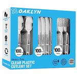 300 Count Heavy Duty Plastic Cutlery Set Clear | 100 Forks, 100 Spoons, 100 Knives | BPA-Free, Heat-Resistant Disposable Silverware | Premium Plastic Utensils for Parties, Events, and Beyond