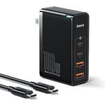 USB C Charger, Baseus 100W 4-Port GaN II Charging Station, Fast USB C Charger Block for iPhone 15/14/13/12/11/Pro Max/SE/11/XR/XS, Samsung, MacBook Pro/Air, iPad, Laptops, AirPods, Apple Watch, Black