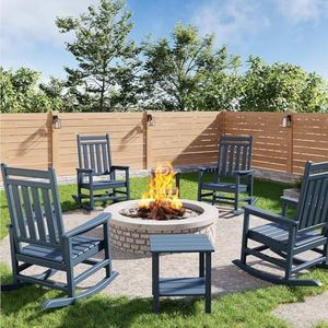 HDPE Rocking Chair Outdoor- Poly High Back Porch Rocker Chairs for Adults - All Weather Resistant Furniture for Patio Front Porch