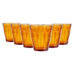 Duralex Made in France AmberTumbler, Set of 6, 8-3/4-Ounce Picardie Amber Tumbler Set, 8.75-Oz