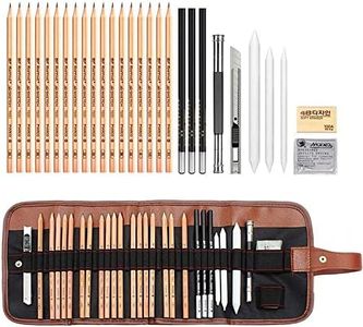 AIPLUX Sketching Pencil Set, 29 Piece Professional Sketching & Drawing Art Kit with Carrying Bag for Artist, Kids, Beginners - Includes Graphite Pencils, Charcoal Pencils, Paper Erasable Pen etc