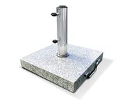 Jati 25kg Granite Parasol Base with Wheels - 32mm / 38mm / 48mm / 52mm Pole Adapters | Tightening Knobs | Handle | Stainless Steel Tube