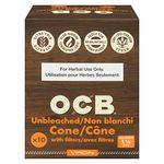 OCB Virgin Unbleached Pre-Rolled Rolling Paper Cones 1-1/4 Size (84mm) - 12 10-Packs - 120 Cones