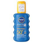 NIVEA SUN Protect & Moisture Sun Spray SPF 50+ (200ml), Moisturising Suncream Spray with Vitamin C and Hyaluron, Immediate UVA/UVB Protection, Fast-Absorbing No White Cast Formula