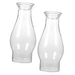 Oil Lamp Chimney Replacement 2PCS Oil Lamp Chimney 2.7 inch Base, Clear Glass Crimped Top Chimney for Oil and Kerosene Style Lamps