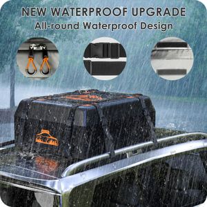 BOYUJK Car Roof Bag 425L – Waterproof, No Rack Needed, Orange, Folding