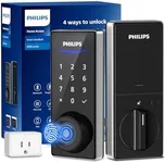 Philips Wi-Fi Smart Door Lock, Keyless Entry Door Lock with App Control,Fingerprint ID,Auto Lock,Keypad Deadbolt with Wi-Fi Bridge Adaptor,Smart Locks for Front Door-Satin Nickel