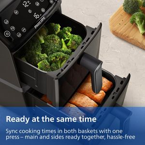 Philips 4000 Series Dual Basket Airfryer 10L – RapidAir, PFAS-Free Ceramic