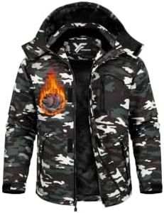 Yufawow Men Winter Jacket Work Coat Waterproof Windbreaker Heavy Softshell Heat Warm Thermal Insulated Ski Snow Snowboard Snowmobile Casual Outdoor Extreme Cold Weather 3xl 4xl Big and Tall