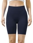 SIXIM Seamless Biker Shorts for Women, High Waisted Workout Compression Yoga Shorts Gym Running Active Fitness Shorts, Navy, M