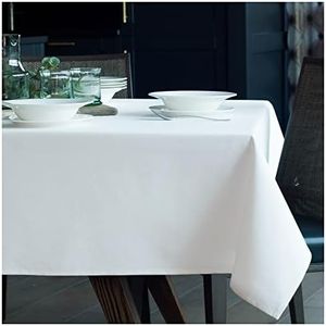 Organic Cotton Tablecloth for Dining Party/Kitchen; Easy-Care Washable Protective Heavyweight Fabric; Eco-Friendly Durable Material Table Cloth for Your Home Decoration (White, 142 x 180cm)