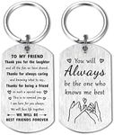 CPLJW Friend Gifts for Women, Engraved Keychain Necklace for Birthday Wedding Anniversary Cute Thoughtful Presents, Thank You Friend, Small