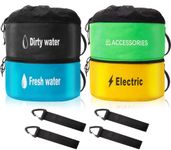 SJEhome 4 Pack RV Hose Storage Bags, RV Accessories Storage Bags for Sewer Hoses, Waterproof RV Utility Bag, Fresh/Dirty Water Hoses ,Electrical Cords and RV Accessories (with 4 Storage Straps)