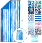 NewLyfe Sand Free Microfiber Beach Towel - Quick Dry, 180x90cm Oversized, Extra Large yet Compact, Lightweight Absorbent with Drawstring Carry Bag for Travel, Caravan, Camping, Pool, Swim (Ocean Blue)