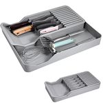 Knife Organiser, Knife Drawer Organizer for 11 Knives Kitchen Knife Holder Knife Storage Box Double Layer Can Be Pulled Out for Store Knives and Kitchen Utensils Space-Saving, Washable