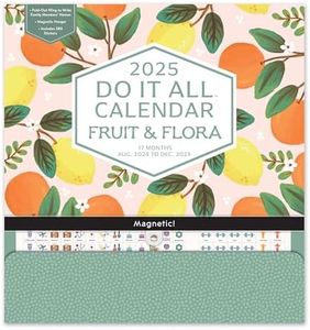 Orange Circle Studio 2025 Do It All Wall Calendar, Fruit & Flora, Family Planner for Grocery or Shopping List, Chore Board with Magnetic and Nail Hanging Option for Fridge, Home or Office Décor