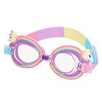 Hifot Children's Swimming Goggles with UV Protection and Anti-Fog No Leak Kids Unicorn Swimming Goggles，Adjustable Strap Flexible Nose Bridge Design，Swim Glasses for Children