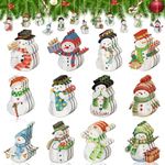 Huwena 36 Pcs Snowman Ornaments for Christmas Tree Snowman Christmas Decorations Snowman Wood Cutouts Wooden Christmas Tree Ornaments for Holiday Xmas Party Supplies(Classic)