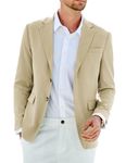 Classic Business Style Mens Blazer Two Buttons Notched Lapel Lightweight Suit Jacket Fully Lined Plus Size Slim Jacket XXL Beige