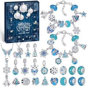 Hymarvo Calendario Adviento 2024 Kinder Niñas, Calendario de Adviento Joyas Kit para Hacer Pulseras Manualidades Regalos Niños, DIY Pulsera Collar Calendario Adviento Regalo Niña 6 7 8 9 10 11 12 Años