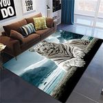 Animal 3D Area Rug, Large Living Room Rug Forest Horse White Tiger Dream Catcher Wolf Head Bedroom Rug Decoration Kids Rug Tropical Plant Toucan Coffee Table Rug Doormat (160 x 200 cm, Grey)