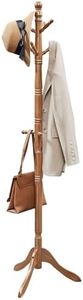 VASAGLE Solid Wood Coat Rack and Stand, Free Standing Hall Coat Tree with 10 Hooks for Hats, Bags, Purses, for Entryway, Hallway, Rubberwood, Dark Walnut URCR03WN