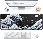 Giecy Mouse Pad, Large Mouse Pad for Desk, Computer Desk Pad Keyboard Mouse Mat 90 x 40 cm Extended Mousepad with Non-Slip Rubber Base for Home Office (Waves)