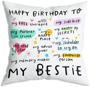 ZNGFON My Bestie Birthday Throw Pillow Covers - My Sidekick, My Happy Place, My Partner in Crime, My Soul Sister, Funny, Best Friend Birthday Throw Pillow Covers 18x18 Inch