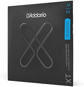 D'Addario Guitar Strings - XT Phosphor Bronze Coated Acoustic Guitar Strings - XTAPB1253 - Extended String Life with Natural Tone & Feel - For 6 String Guitars - 12-53 Light