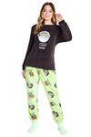 Disney Womens Pyjamas, Fleece Loungewear and Fluffy Socks Stitch Gift Set (Green Mandalorian, M)