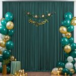 10x10 Hunter Green Backdrop Curtain for Parties Wrinkle Free Dark Green Photo Curtains Backdrop Drapes Fabric Decoration for Baby Shower Birthday Party Photography 5ft x 10ft,2 Panels