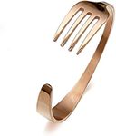 AOCHEE Stainless Steel Fork Cuff Bangle Bracelet (Rose Gold)