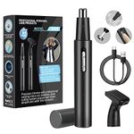 Nose Hair Trimmer for Men and Women, IPX7 Waterproof Painless USB Rechargeable Metal Nasal & Ear Hair Trimmer, Portable Low Noise Dual-Edge Spinning Blade Nose Trimmer, Wet & Dry, Easy Cleansing-Black