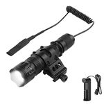 WESLITE Tactical Torch, 1200 Lumens High Powered Rechargeable Airsoft Flashlight with Pressure Switch Waterproof Hunting Light with Rail Mount Zoomable & 5 Modes(Battery & Charger Included)