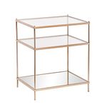 Knox Side Table - Metallic Gold Metal Frame w/Glass Tops - Glam Style Décor