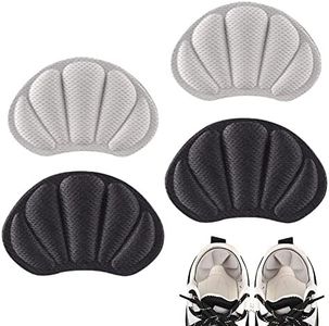 Coussinets de Talon pour Basket, Auto-Adhésif Protege Talon Chaussure, Talon Haut Chausson Grips Doublure Soin des Pieds Protecteurs d'ampoules au Talon 2 Paires(Gris et Noir)